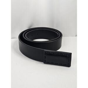 Black Leather Belt w/ Rectangular Leather Buckle 1.75" Wide Size 2X 46"